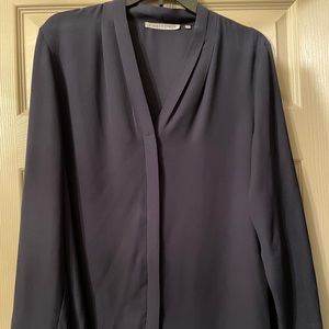 Navy dress blouse, buttons all the way down